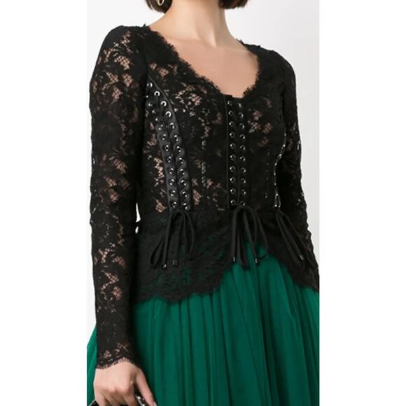 NWT Dolce & Gabbana Black Lace Long Sleeve Top Blouse IT 42 / M - Picture 8 of 12